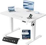 JUMMICO Höhenverstellbarer Schreibtisch mit USB-Ladeanschluss 100 x 60 cm,...