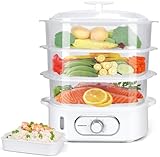 Aigostar Elektrischer Dampfgarer 12L mit Timer, Dampfgarer mit 3 stapelbaren...