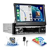 CAMECHO Autoradio 1 Din mit Wireless Carplay, 7 Zoll Touchscreen Bluetooth Radio...