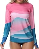 UV Shirt Damen Rash Guard UV-Schutz Schwimmshirt Langarm Wasser Surf Badeshirt...