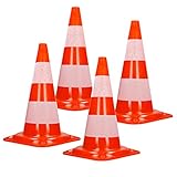 ECD Germany 4 Stück Verkehrskegel Pylone 47 cm, Orange-Weiß, Verkehrsleitkegel...