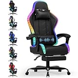 Devoko Gaming Stuhl mit led, Cool Racing Gamer Stuhl, Ergonomischer Bürostuhl...