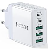50W USB C Ladegerät Mehrfach 5-Port Schnellladegerät Netzteil Stecker Adapter...