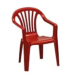 KHG Kinderstuhl mit Armlehne in Rot, Gartenstuhl, Sessel für Kinder mit 27 cm...