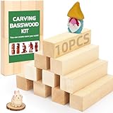 10er Pack Schnitzholz Linde - 10er Pack Holzblock + Schnitzvorlage weiches...