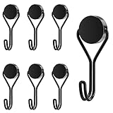 MOGADEE® Magnethaken, 6 Stück Magnethaken Schwarz Extra Stark für Küche,...