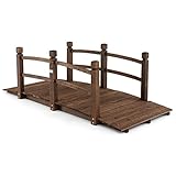 COSTWAY Teichbrücke, Gartenbrücke, 171,5 x 75,5 x 58 cm, Holzbrücke mit...