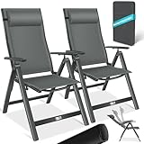 KESSER® Gartenstuhl Hochlehner mit Armlehnen 2er Set Aluminium Klappstuhl mit...