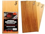 Räucherbretter im 3er Set aus reinem Zedernholz von „SJ“ – Grillbretter...