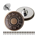 Hosen Ersatz Knöpfe zum Schrauben, 20 Pack, Ø 20 mm Messing Jeansknöpfe,...