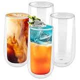 Shodiffy Doppelwandige Latte Macchiato Gläser,4er Set 270 ML Cappuccino Tassen...