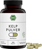 Kelp Kapseln BIO | 180 Stück vegane Kelppulver Kapseln | 600 mg je 2-Tagedosis...