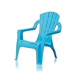 KHG Kinderstuhl mit Armlehne in Blau, Gartenstuhl, Sessel für Kinder mit 20 cm...