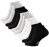 STARK SOUL 10 Paar Essentials Sneaker Socken, Baumwolle, schwarz weiss grau, Gr....