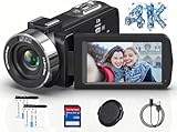 Videokamera 4K Camcorder HD 80MP 30FPS mit IR Nachtsicht, 18X Digitalzoom Webcam...