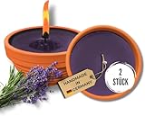 Lavalis 2X Lavendel Kerze mit Duft in Terrakotta-Schale, Alternative zu...