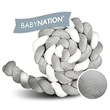 BABYNATION - Stillkissen geflochten 250 cm (weiß/grau) - Seitenschläferkissen...