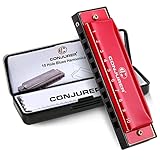 Conjurer Blues Mundharmonika C-Dur Anfänger& Kinder Blues Harp C 10-Loch...