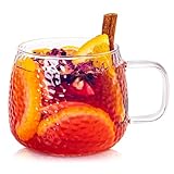 KONZEPT Teegläser mit Henkel 4 er Set, Teetasse 420 ml, Tassen Set aus...