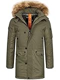 Indicode Herren Jarl Winterparka mit abnehmbarer Kunstfell-Kapuze und Stehkragen...