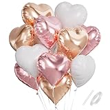 Herz Folienballons, 18 Zoll Herzluftballons Rosa Weiß Roségold, Herz...