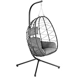 HinHocker Hängesessel mit Gestell | Anthrazit | Hängeschaukel für Indoor und...