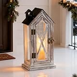 NUPTIO Laterne Holz Vintage Kerzenlaterne: 26cm Laternen für Draußen...