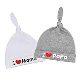 EQLEF Neugeborene Mütze - I Love Mama & Papa Hüte 0-3 Monate, Unisex Baumwolle...