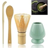 Rierousy Matcha Besen 4-Teiliges Set, Matcha-Schneebesen mit 2 Matcha Löffel,...