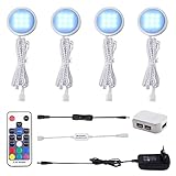 AIBOO RGB LED Schrankbeleuchtung 4er Set, 12V LED Unterbauleuchte Farbwechsel...