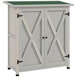 Outsunny Gartenschrank Holz, Geräteschuppen wetterfest 110 x 55 x 117 cm,...