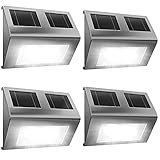 Deuba® Solarlampen für Außen 4er Set Garten LED Edelstahl IP65 Wasserdicht...