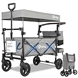 Sekey Bollerwagen Faltbar mit Dach 2 Kinder 100KG, Faltbarer Bollerwagen...