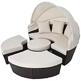 VONLUCE 5-teilige Sonneninsel Outdoor mit Faltbarem Sonnendach Sonnenliege...