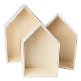 Ideen mit Herz Holzrahmen-Set Haus | 3 Stück | Holzbox in Hausform | Wandregal...
