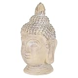 ECD Germany Buddha Figur 55 cm Beige/Grau, Kunststein Polyresin, Kopf Statue...