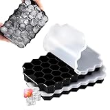 2 Stück 37-Fach Eiswürfelform, Silikon Eiswürfelform mit Deckel,...