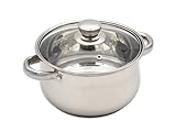 GRANA HOME Induktions-Kochtopf 18cm – Edelstahl Bratentopf mit Glasdeckel &...