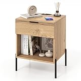 RELAX4LIFE Nachttisch mit Ladestation, Nachtschrank mit 2 Steckdosen, 1 USB- &...