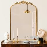 PERFNIQUE Gold Vintage Spiegel, 91 x 60 cm, gewölbter antiker Barockspiegel...