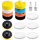 Qeuufieu 80mm Polierschwämme Pads, 17 Stück Polierset, Polieraufsatz...