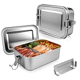 Ouxayapl 850ml Brotdose Edelstahl mit 2 Fächern, Brotdose Metall...