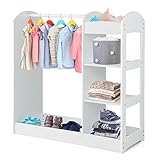 DREAMADE Kinderkleiderschrank mit Spiegel und Kleiderstange, Kinder...