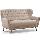 CAVADORE Zweisitzer-Sofa Abby / Klassisches Polstersofa mit Knopfverzierung /...