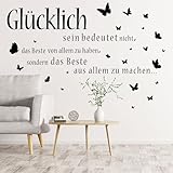 Wandtattoo Wohnzimmer Sprüch, Glücklich Inspirierende Wandsticker Wohnzimmer...