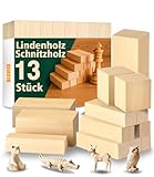 Schnitzholz Set Lindenholz zum Schnitzen: 13 Stück Holzblöcke und...