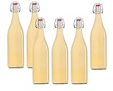 hocz 4er Set Bügelflaschen Bügelflasche Glasflaschen mit Bügelverschluss 1L...