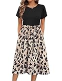 Zeagoo Kleid Damen Sommer Elegant Floral Kleid Damen Rundhals Strandkleid...