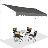 COSTWAY Klemmmarkise 350 cm breit, Balkonmarkise ohne Bohren, UV-beständig,...