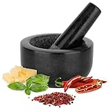 H&S Mörser mit Stößel aus Granit - ⌀ 12 cm - Stabiler Tablettenmörser -...